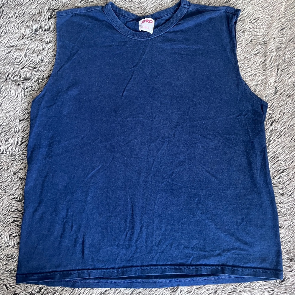 BVD Navy Blue Sleeveless Tank Top Men’s Size Large Classic Undershirt Muscle